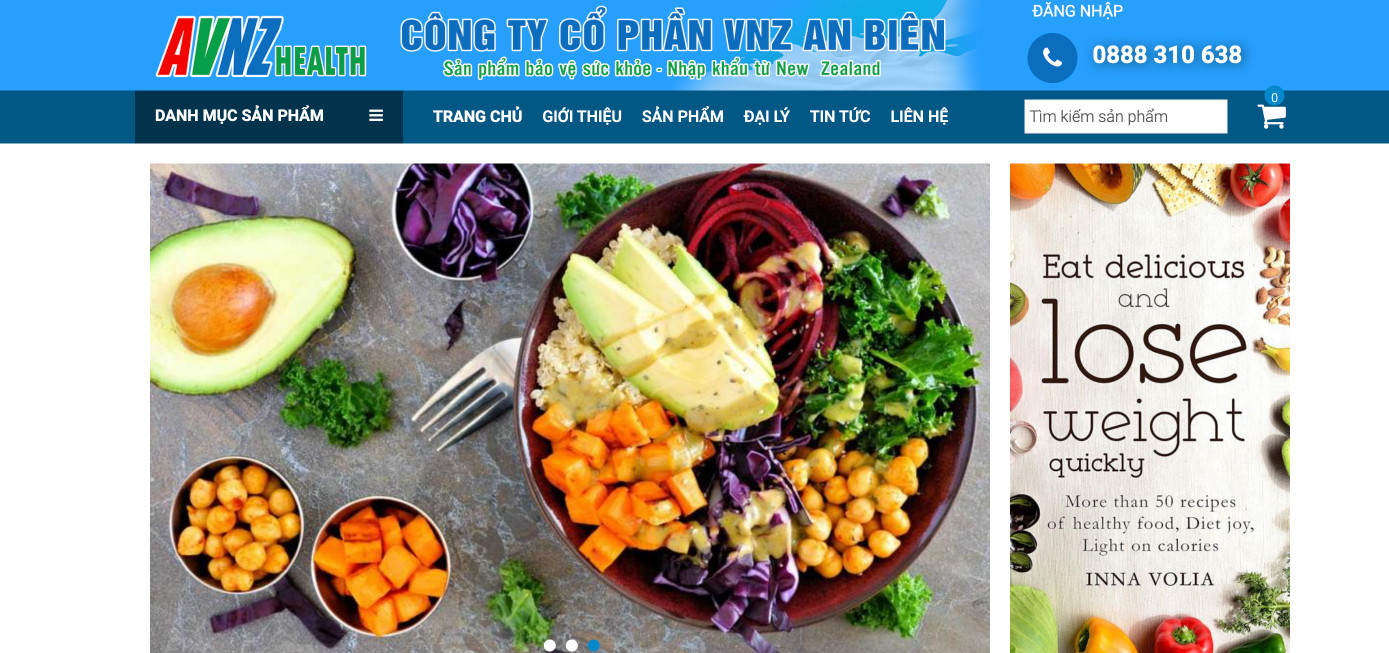 thiết kế website thực phẩm hỗ trợ sức khoẻ